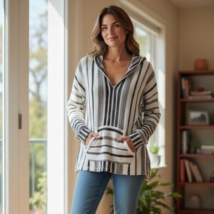 Rock & Roll Cowgirl Striped V-Neck Sweater